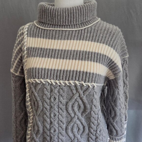 Jonathan Simkhai Maggi Ribbed & Cable-Knit Wool & Cashmere Blend Turtleneck NWT - Picture 1 of 11